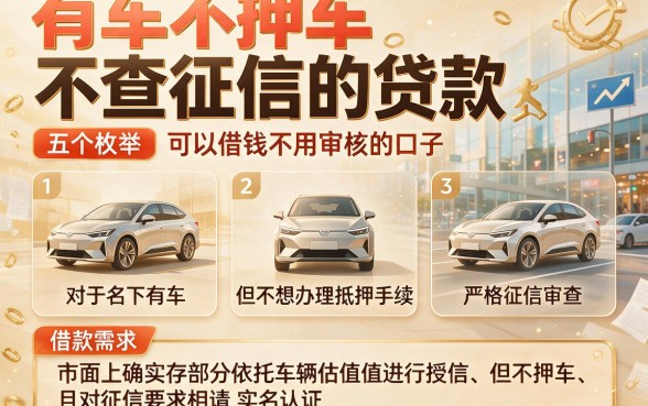 有车不押车不查征信的贷款,枚举五个可以借钱不用审核的口子