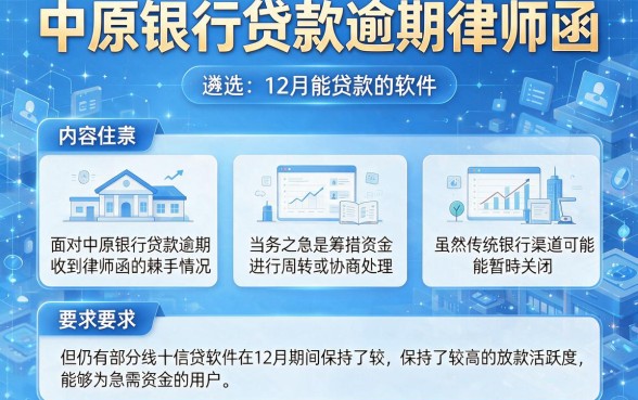 中原银行贷款逾期律师函,遴选5个12月能贷款的软件
