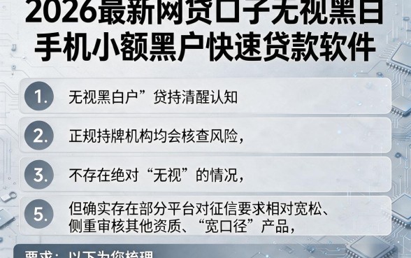 2026最新网贷口子无视黑白,条列5个手机小额黑户快速贷款软件