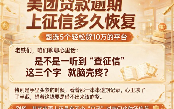 美团贷款逾期上征信多久恢复,甄选5个轻松贷10万的平台