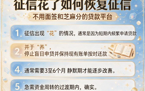 征信花了如何恢复征信,详细阐述五个不用面签和芝麻分的贷款平台