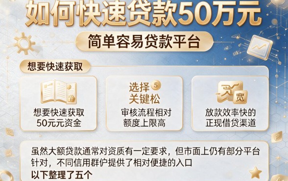 如何快速贷款50万元,整理5个简单容易贷款平台