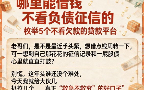 哪里能借钱不看负债征信的,枚举5个不看欠款的贷款平台