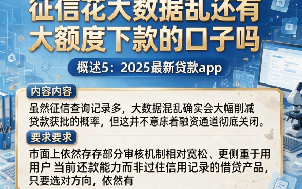 征信花大数据乱还有大额度下款的口子吗，概括5个2025最新贷款app