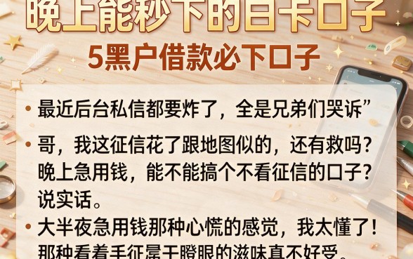 晚上能秒下的白卡口子,详细阐述5个黑户借款必下口子