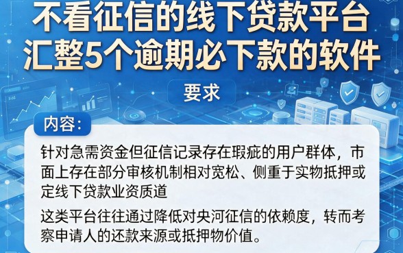 不看征信的线下贷款平台,汇整5个逾期必下款的软件
