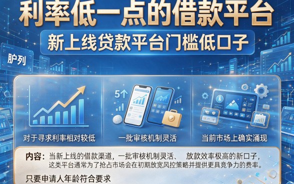 利率低一点的借款平台,胪列5个新上线贷款平台门槛低口子