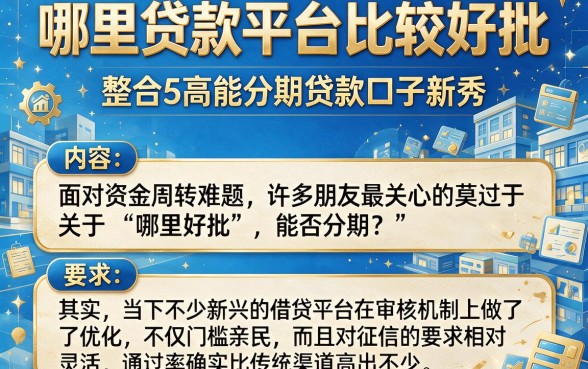 哪里贷款平台比较好批，整合5个高能分期贷款口子新秀