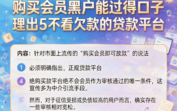 购买会员黑户能过得口子,理出5个不看欠款的贷款平台