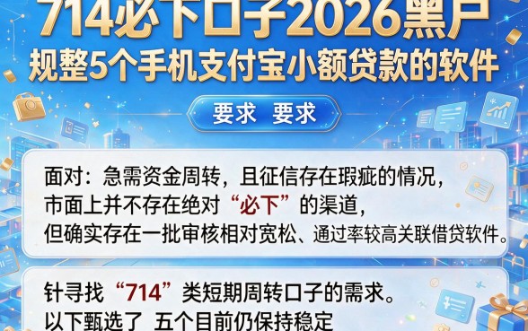 714必下口子2026黑户,规整5个手机支付宝小额贷款的软件
