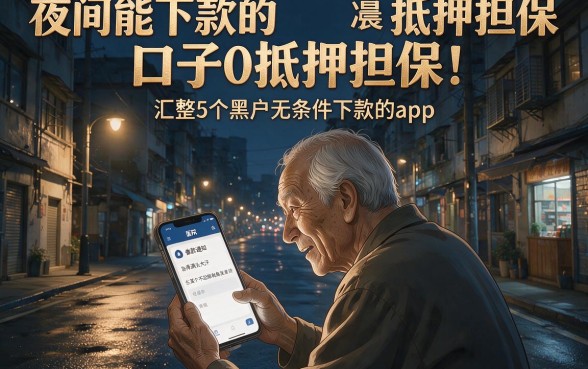 夜间能下款的口子0抵押担保,汇整5个黑户无条件下款的app