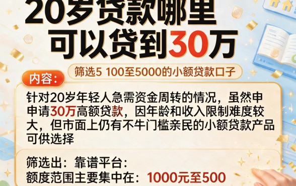 20岁贷款哪里可以贷到30万,筛选5个1000至5000的小额贷款口子