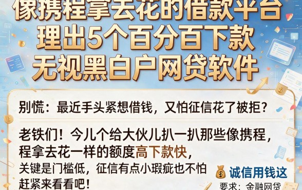 像携程拿去花的借款平台,理出5个百分百下款无视黑白户网贷软件