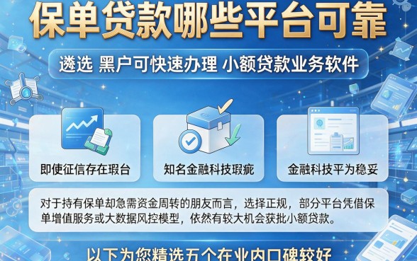 保单贷款哪些平台可靠，遴选五个黑户可快速办理小额贷款业务的软件