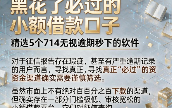 黑花了必过的小额借款口子,精选5个714无视逾期秒下的软件