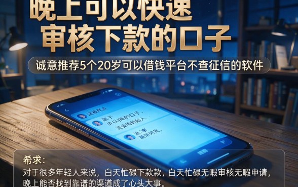 晚上可以快速审核下款的口子,诚意推荐5个20岁可以借钱平台不查征信的软件