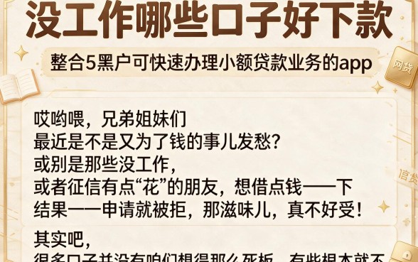 没工作哪些口子好下款,整合5个黑户可快速办理小额贷款业务的app
