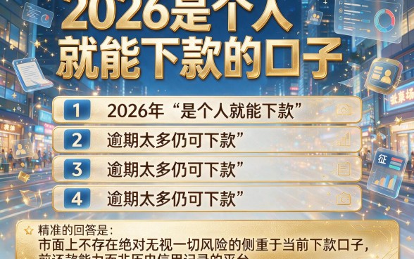 2026是个人就能下款的口子,理出五个逾期太多仍可下款的平台