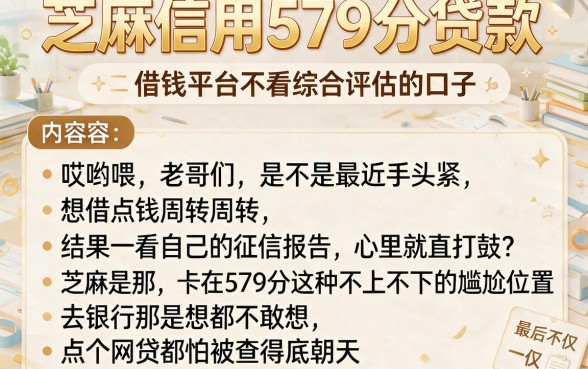 芝麻信用579分贷款,归纳五个借钱平台不看综合评估的口子