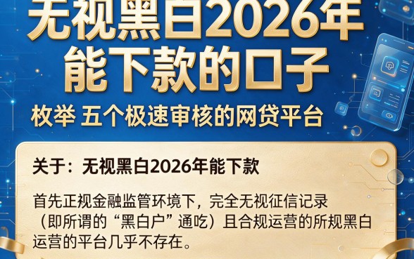 无视黑白2026年能下款的口子,枚举五个极速审核的网贷平台