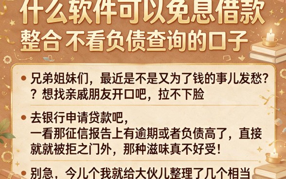 什么软件可以免息借款，整合5个不看负债查询的口子