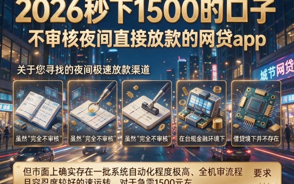 2026秒下1500的口子,陈列五个不审核夜间直接放款的网贷app