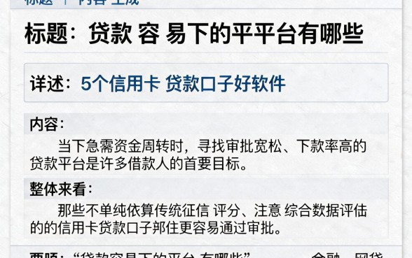 贷款容易下的平台有哪些,详细阐述5个信用卡贷款口子好软件