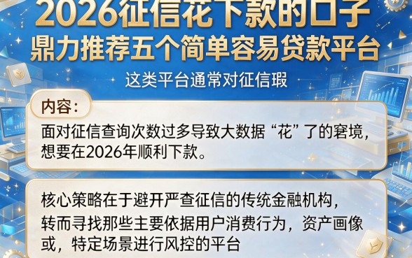 2026征信花下款的口子,鼎力推荐五个简单容易贷款平台