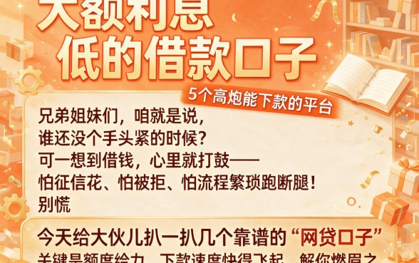 大额利息低的借款口子,详尽说明5个高炮能下款的平台