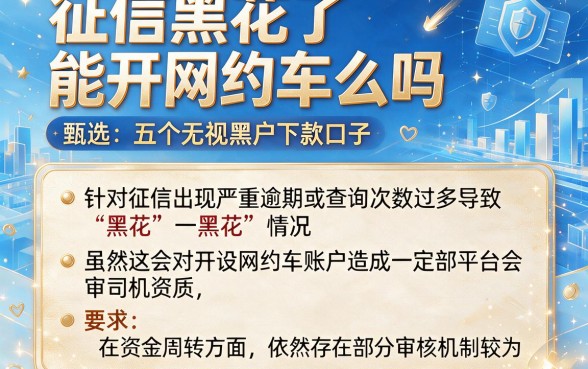 征信黑花了能开网约车么吗,甄选五个无视黑户下款口子