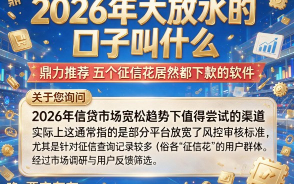 2026年大放水的口子叫什么,鼎力推荐五个征信花居然都下款的软件