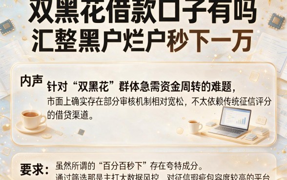 双黑花借款口子有吗,汇整五个黑户烂户秒下一万