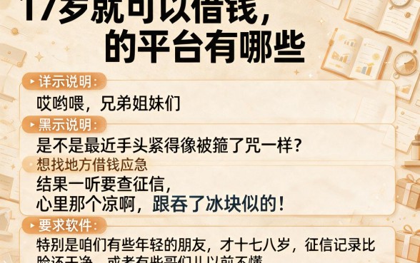 17岁就可以借钱的平台有哪些,详尽说明五个黑户可以做大额贷款软件