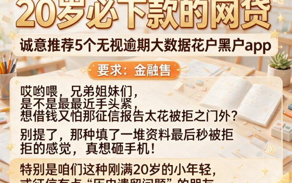 20岁必下款的网贷,诚意推荐5个无视逾期大数据花户黑户app
