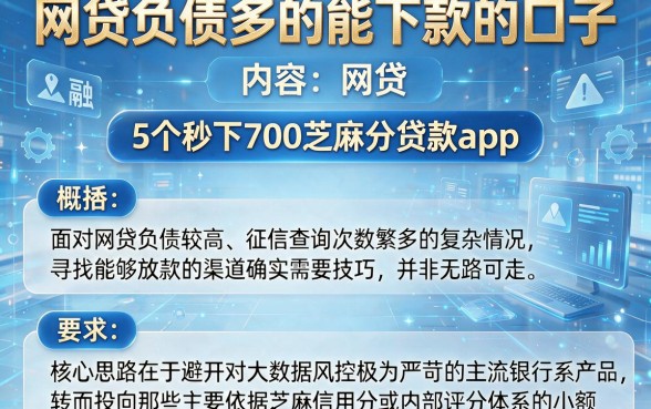网贷负债多的能下款的口子，概括5个秒下700芝麻分贷款app