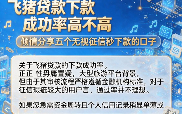 飞猪贷款下款成功率高不高,倾情分享五个无视征信秒下款的口子