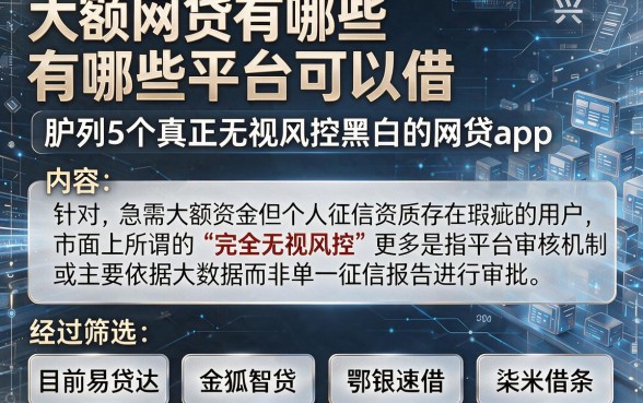 大额网贷有哪些平台可以借,胪列5个真正无视风控黑白的网贷app