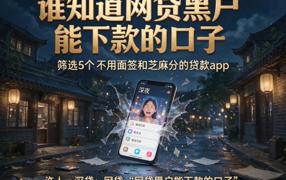 谁知道网贷黑户能下款的口子,筛选5个不用面签和芝麻分的贷款app