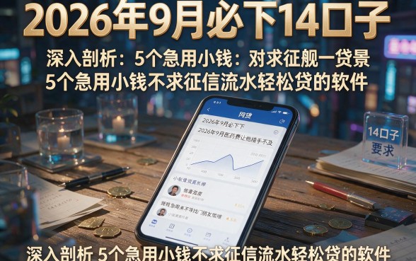 2026年9月必下14口子,深入剖析5个急用小钱不求征信流水轻松贷的软件