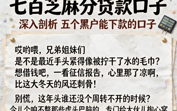 七百芝麻分贷款口子，深入剖析五个黑户能下款的口子