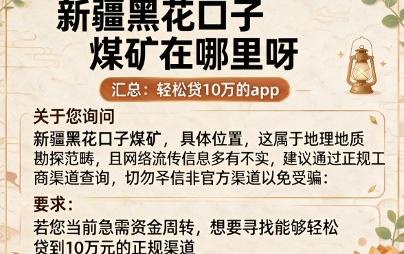 新疆黑花口子煤矿在哪里呀,汇总五个轻松贷10万的app