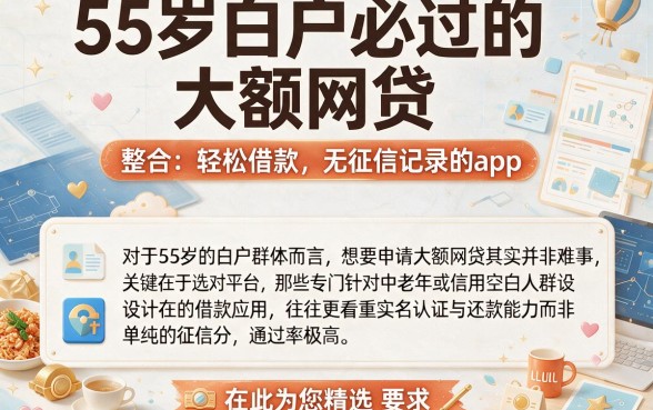 55岁白户必过的大额网贷,整合五个轻松借款无征信记录的app