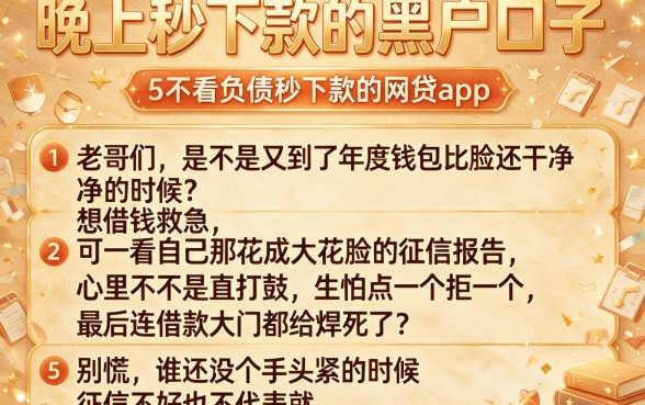 晚上秒下款的黑户口子,细致阐述5个不看负债秒下款的网贷app
