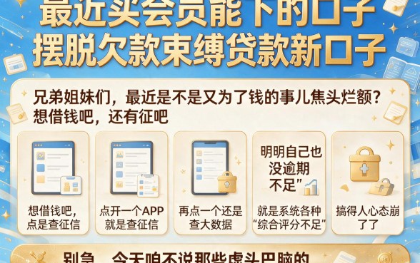 最近买会员能下的口子,规整五个摆脱欠款束缚贷款新口子