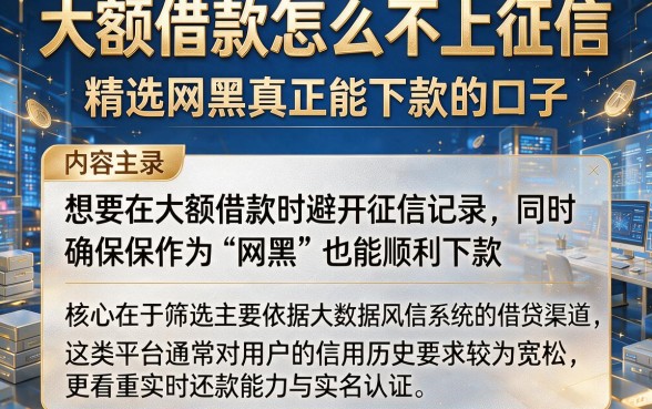 大额借款怎么不上征信,精选5个网黑真正能下款的口子