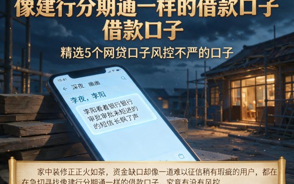 像建行分期通一样的借款口子,精选5个网贷口子风控不严的口子