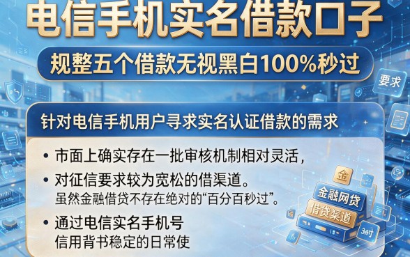 电信手机实名借款口子,规整五个借款无视黑白100%秒过
