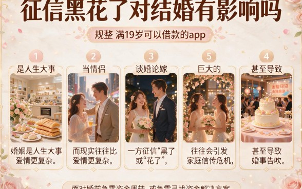征信黑花了对结婚有影响吗,规整五个满19岁可以借款的app