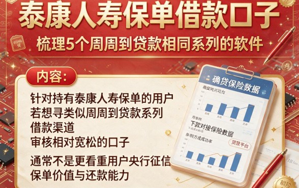泰康人寿保单借款口子,梳理5个周周到贷款相同系列的软件