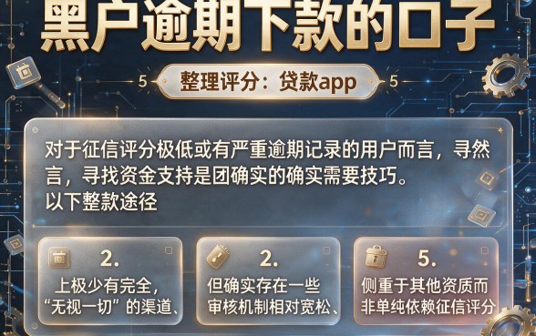 黑户逾期下款的口子,整理5个无视评分的贷款app
